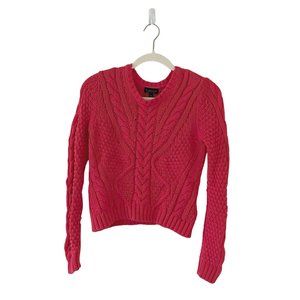 Topshop Coral Spring Knit Crop Sweater Small